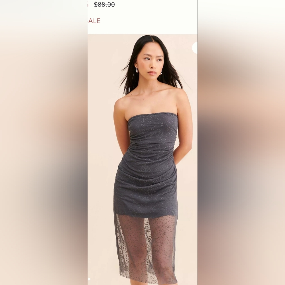 Small Anthropologie Sheer Ruched Shimmer Dress